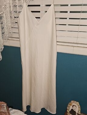 Halston Heritage Satin Slip Dress in Ivory